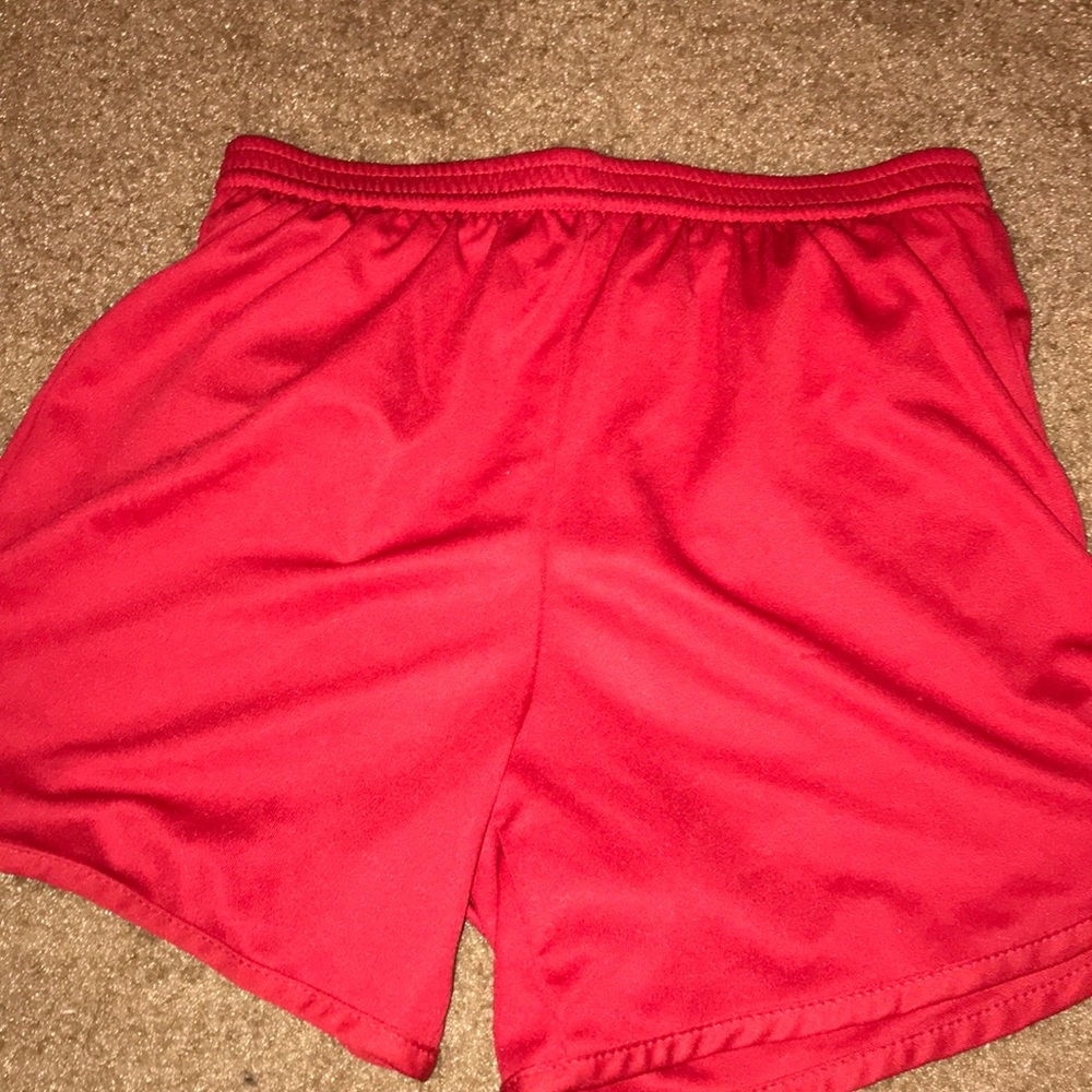 Red athletic shorts